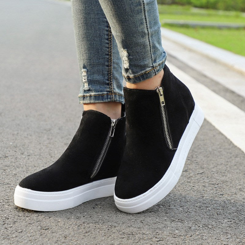 Seasonal New Style Wedge Heel Side Zipper Single Shoes Women